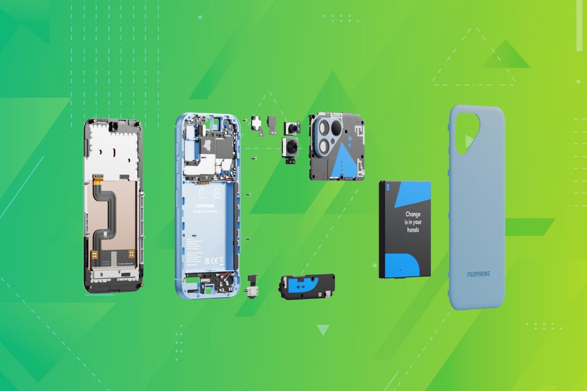 a banner showing the internal components of murena fairphone 5