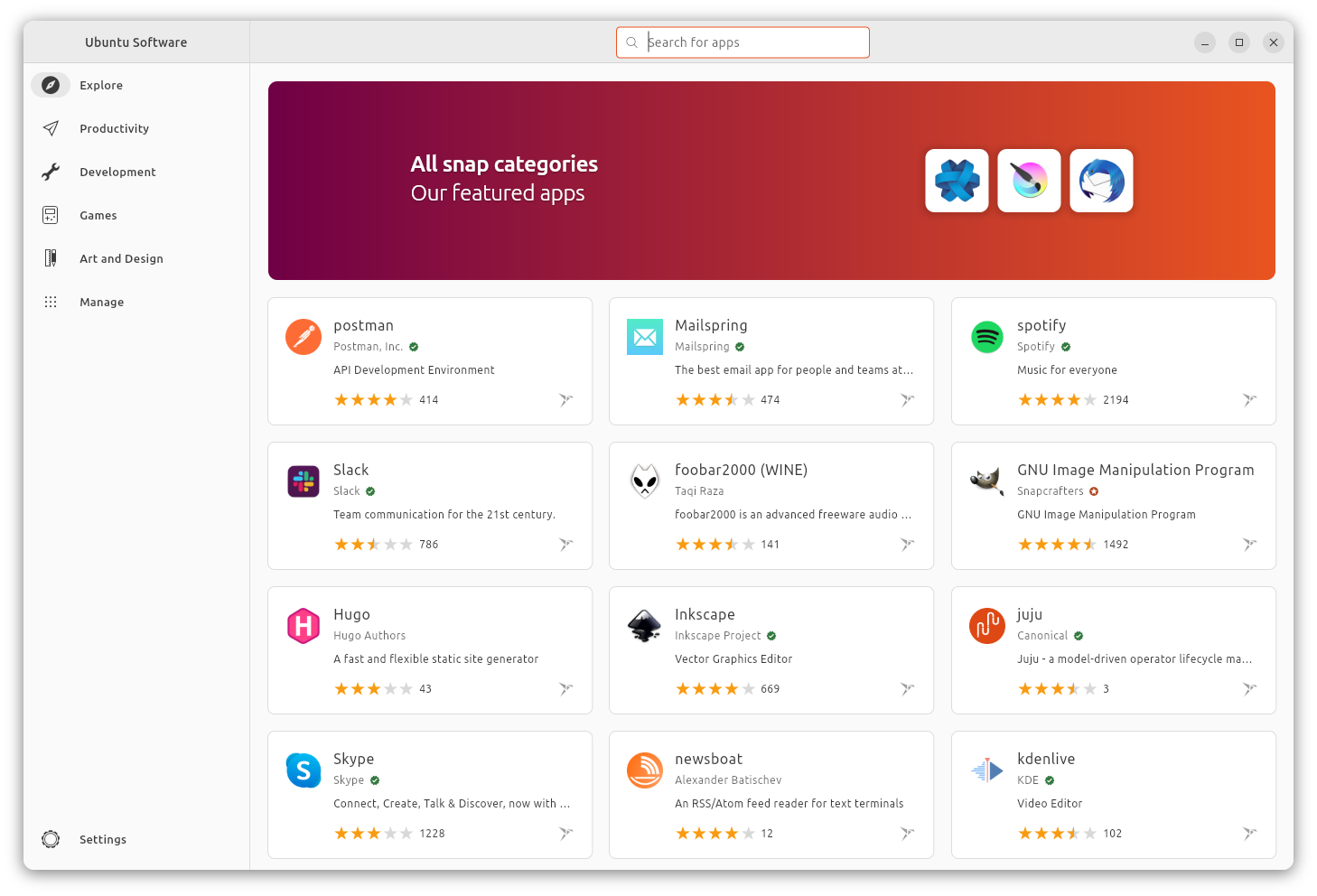 a screenshot of the new flutter-based app store running on ubuntu 23.10