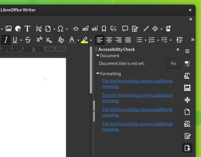 Comprobación de accesibilidad de LibreOffice