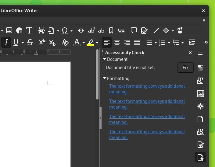 libreoffice accessibility check