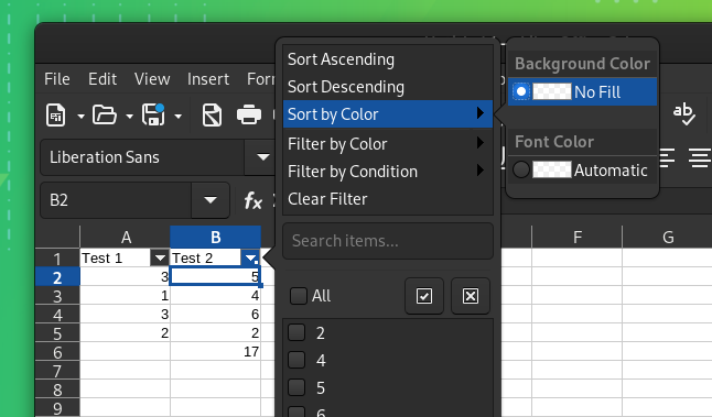 libreoffice sort by color