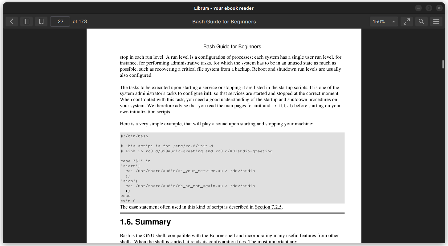 a screenshot of librum reader mode