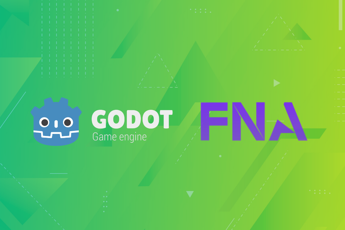 a custom banner showing the godot and fna logos