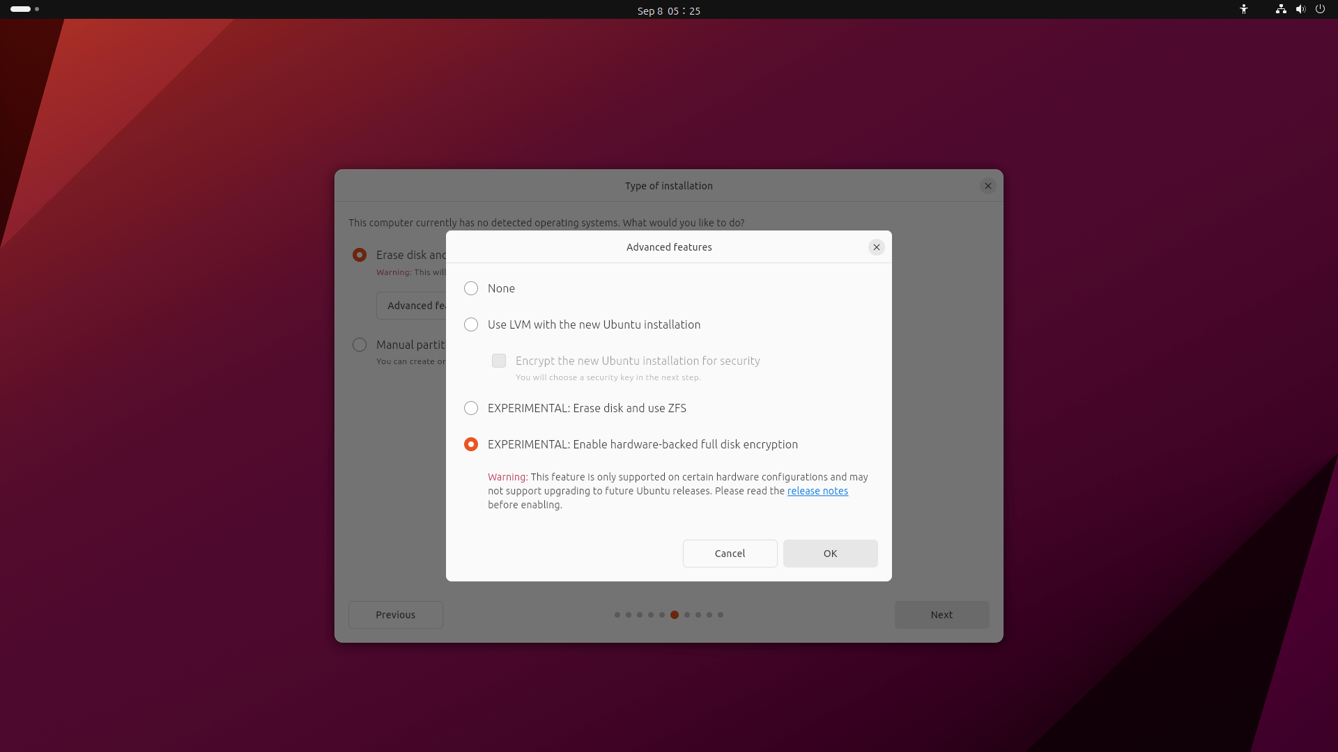 a screenshot of the new tpm backed full disk encryption on ubuntu 23.10