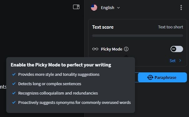 picky mode languagetool