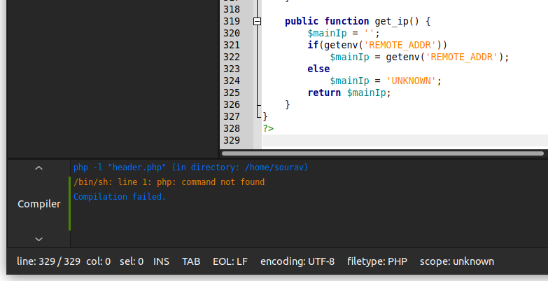 a screenshot of geany 2.0 dark theme friendly colors for compiler messages