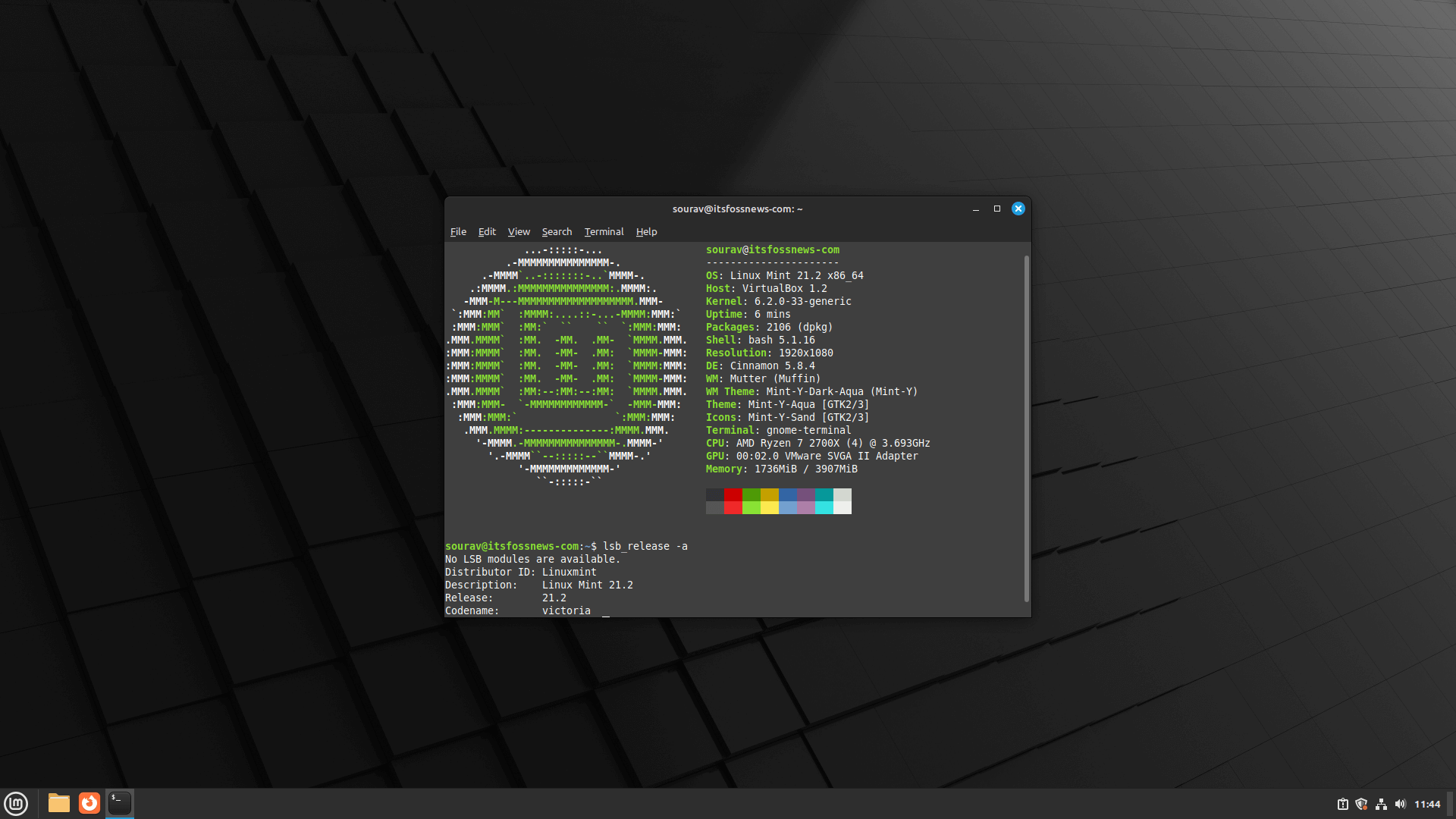 a screenshot of the neofetch output on linux mint 21.2 edge