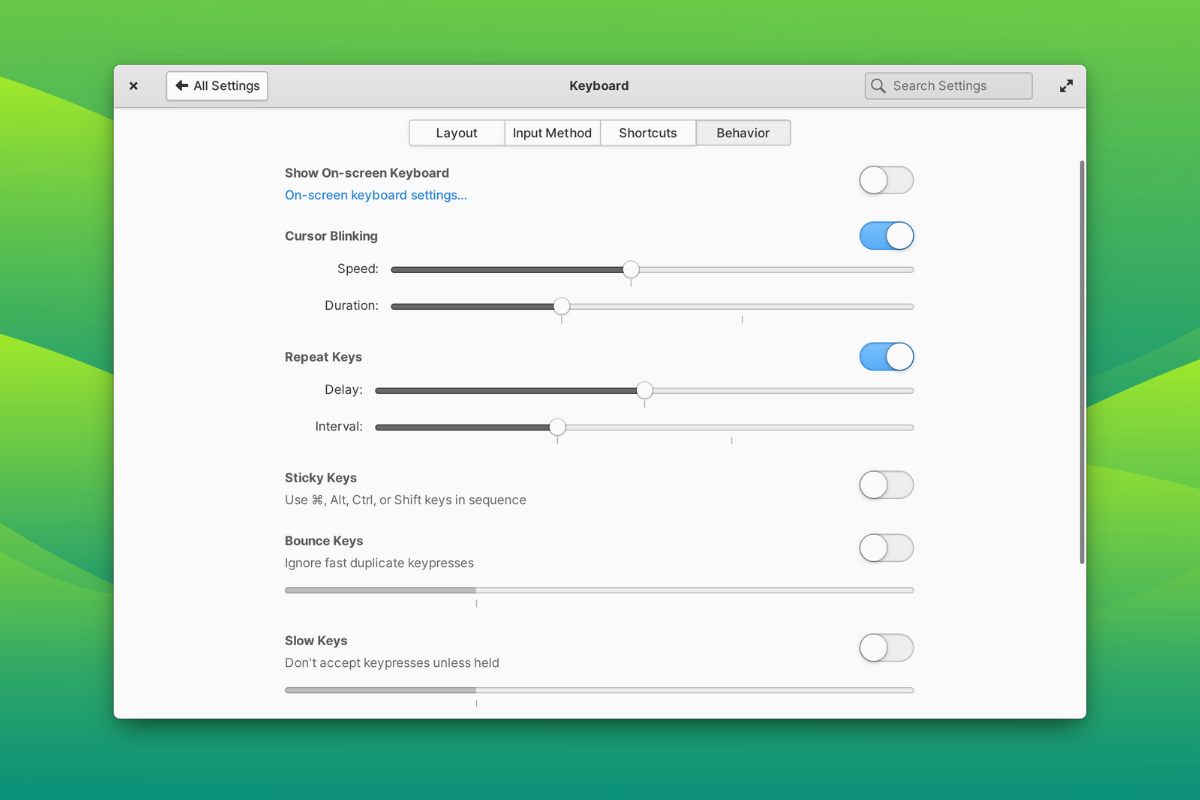 a screenshot of elementary os 7.1 keyboard settings