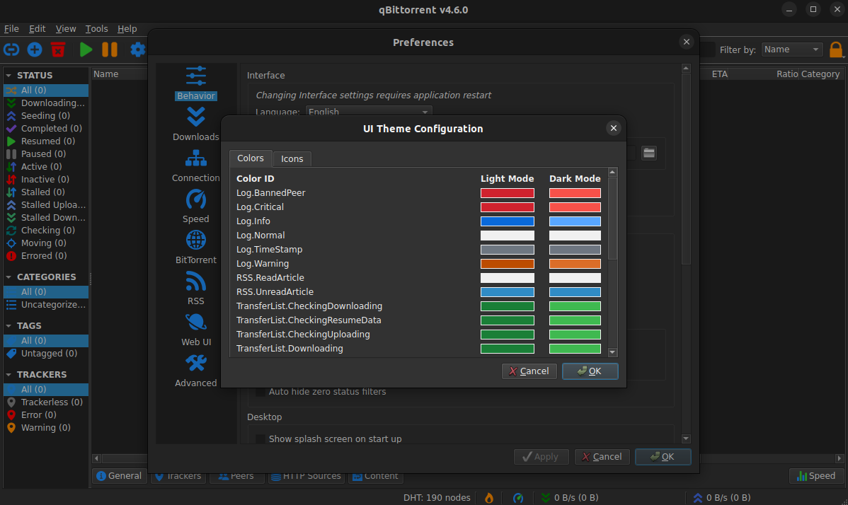 a screenshot of qbittorrent 4.6.0 theme editor