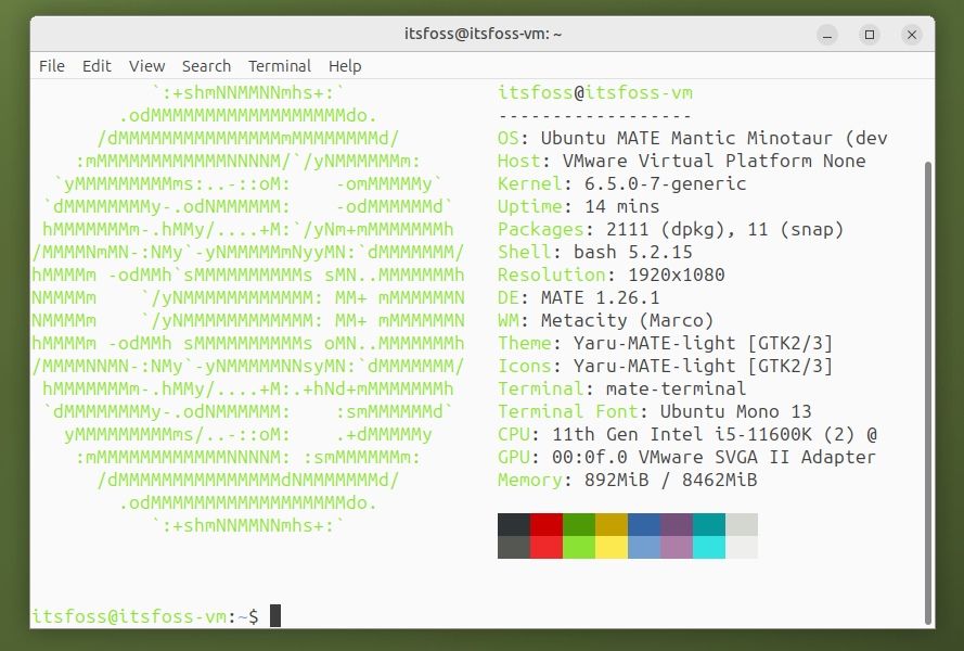 ubuntu mate 23.10 neofetch