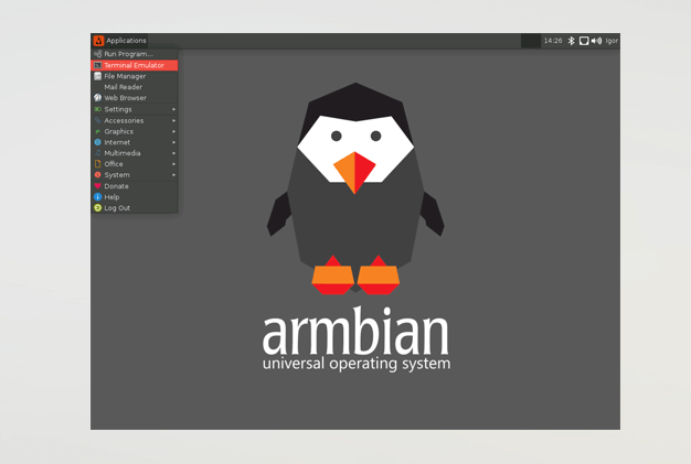 a screenshot of armbian desktop