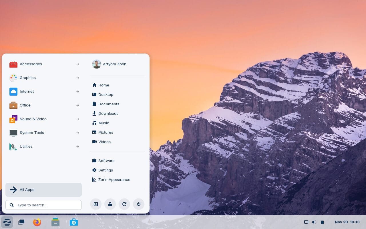 a screenshot of zorin os 17 beta desktop screen
