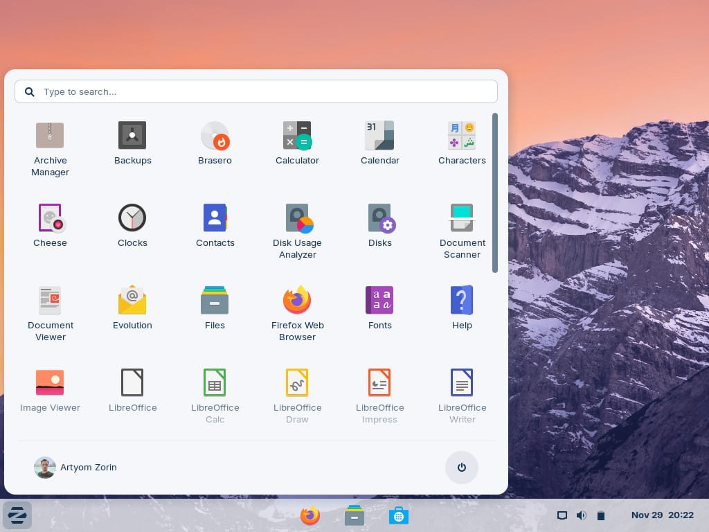 screenshot of zorin os with chrome os like layout