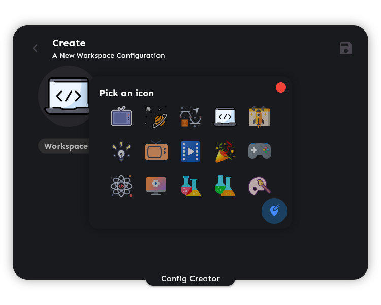 a screenshot of app fleet workspace creation screen icon selection