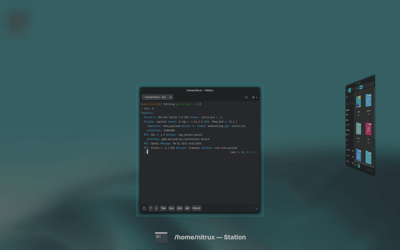 a screenshot of nitrux 3.2.1 cover switch window switcher in action