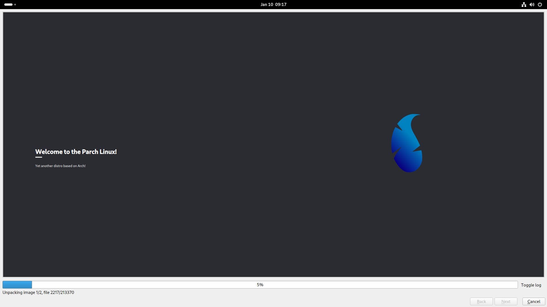 a screenshot of parch linux calamares installer