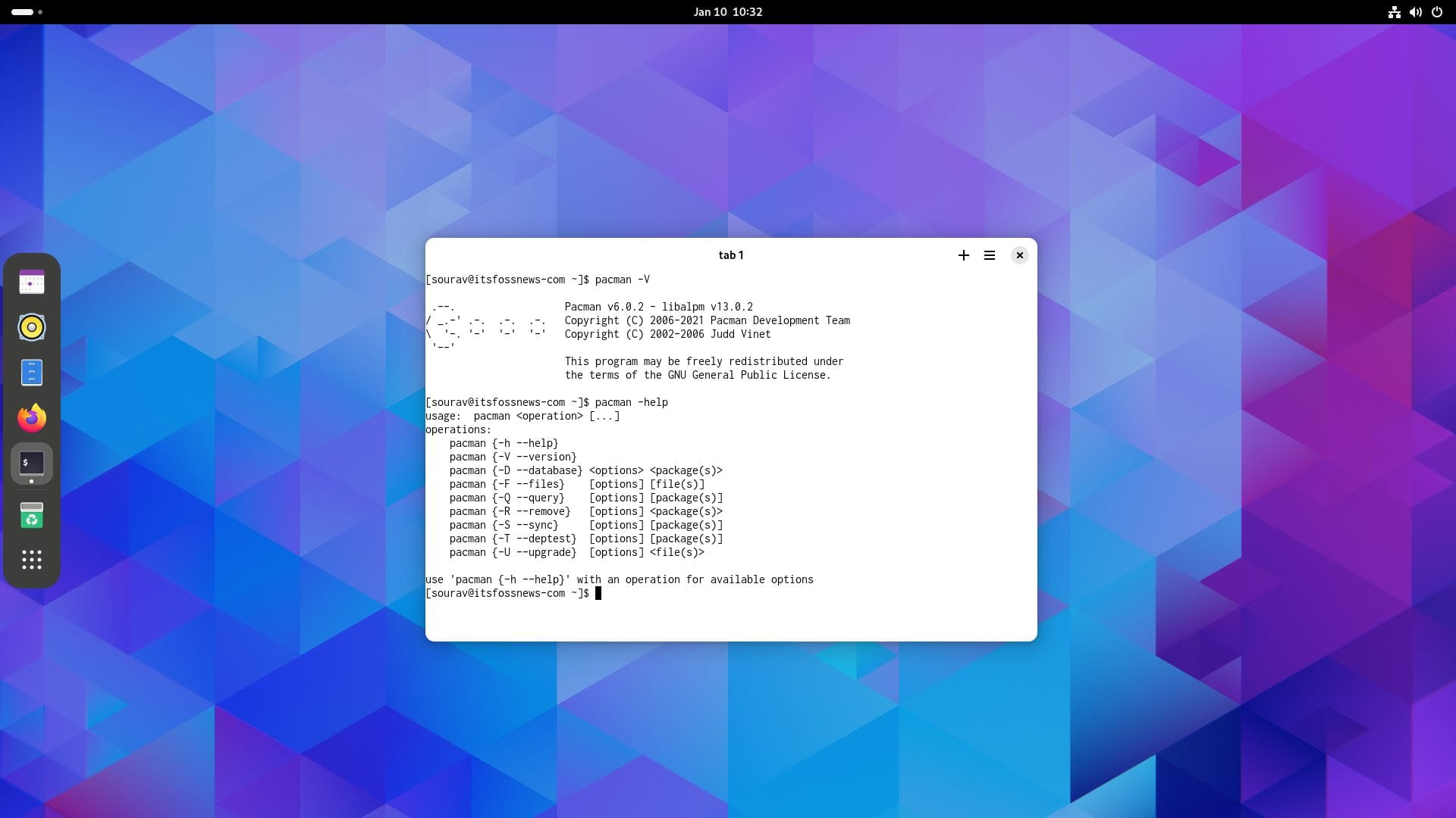 a screenshot of parch linux pacman details