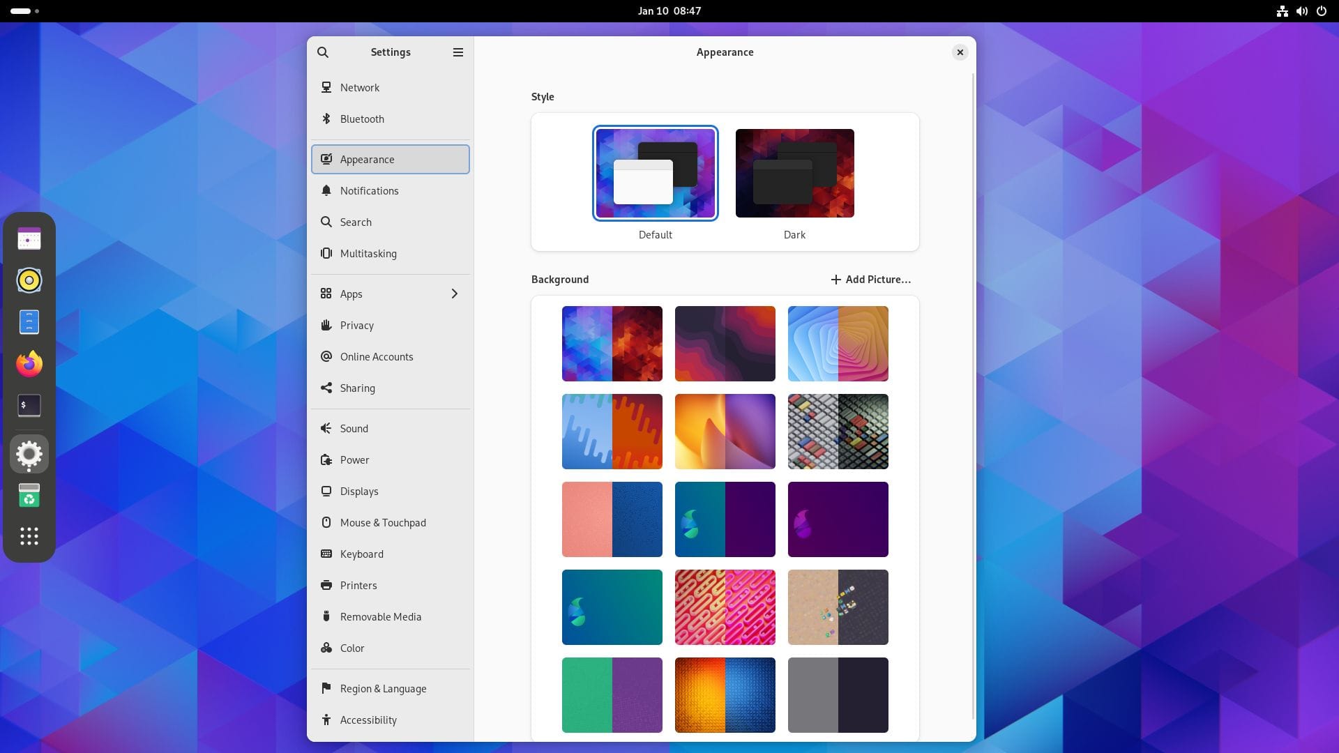 a screenshot of parch linux wallpapers