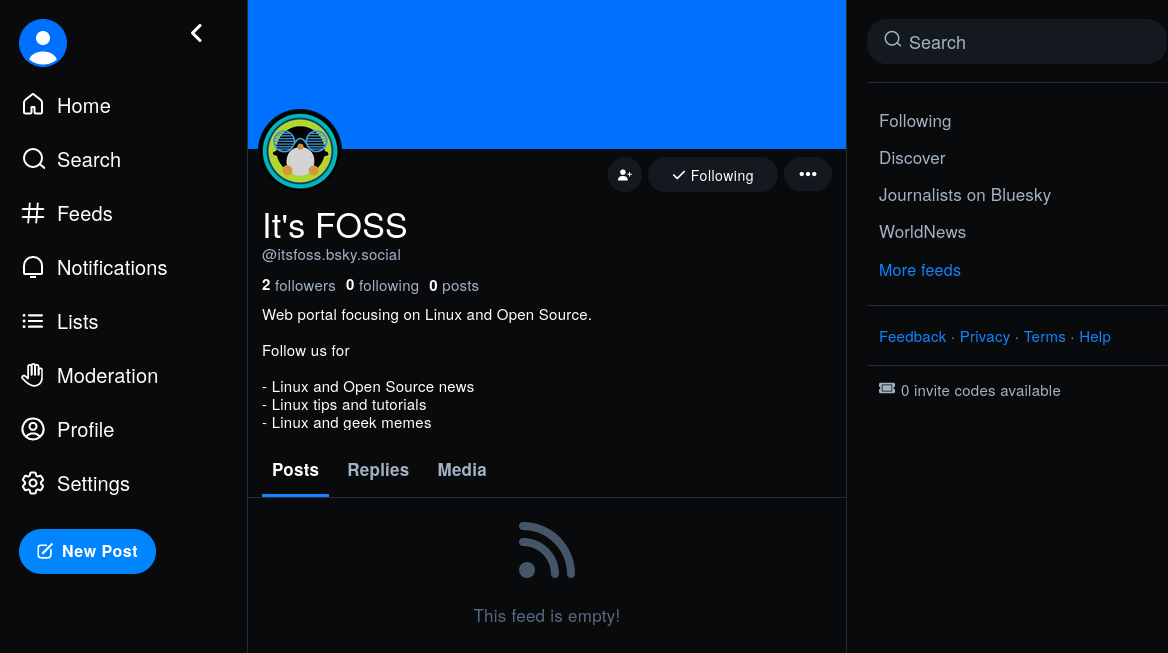 a screenshot of bluesky it's foss profile page