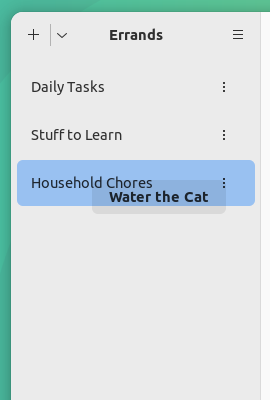 a screenshot of errands drag drop functionality for tasks