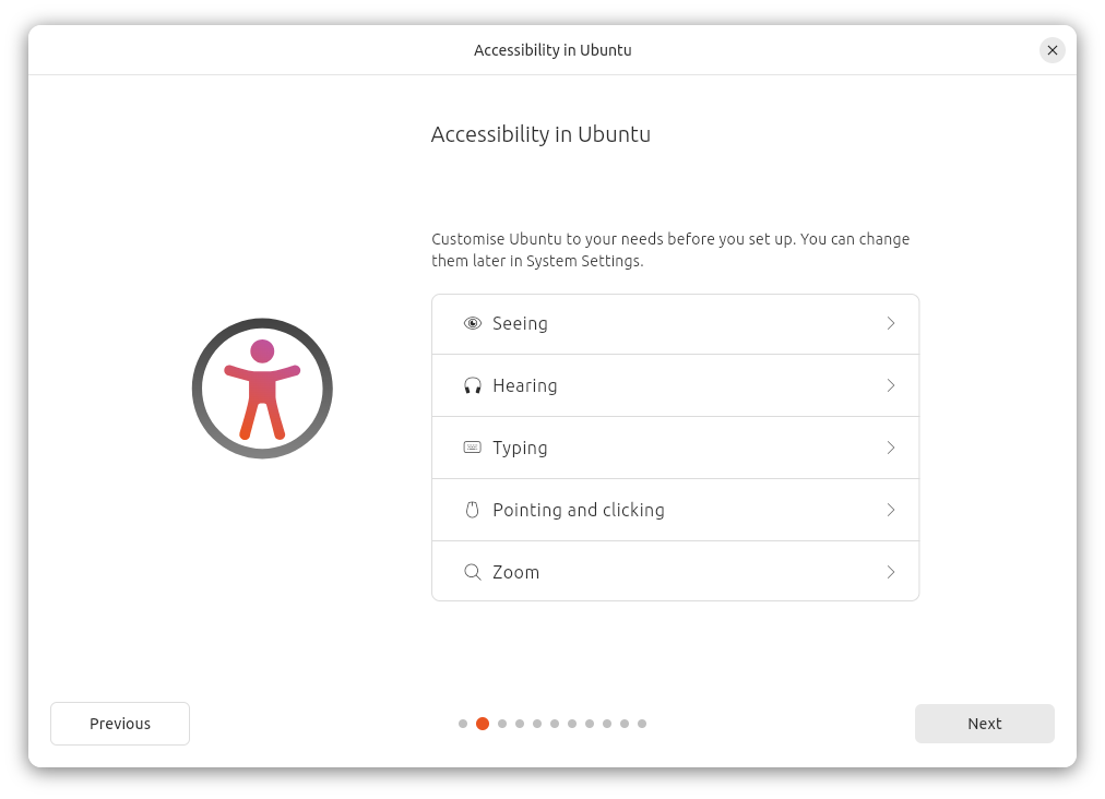 Ubuntu 24.04 impostazioni di accessibilità