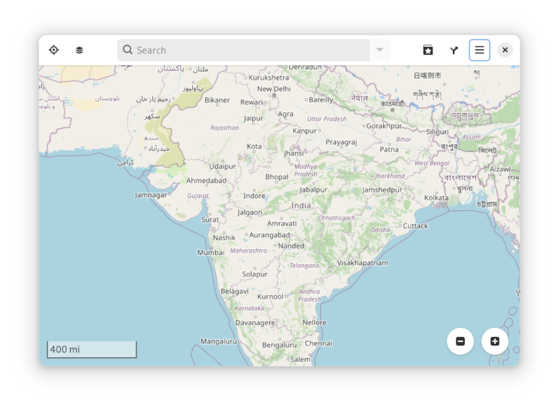 a screenshot of gnome 46 maps app