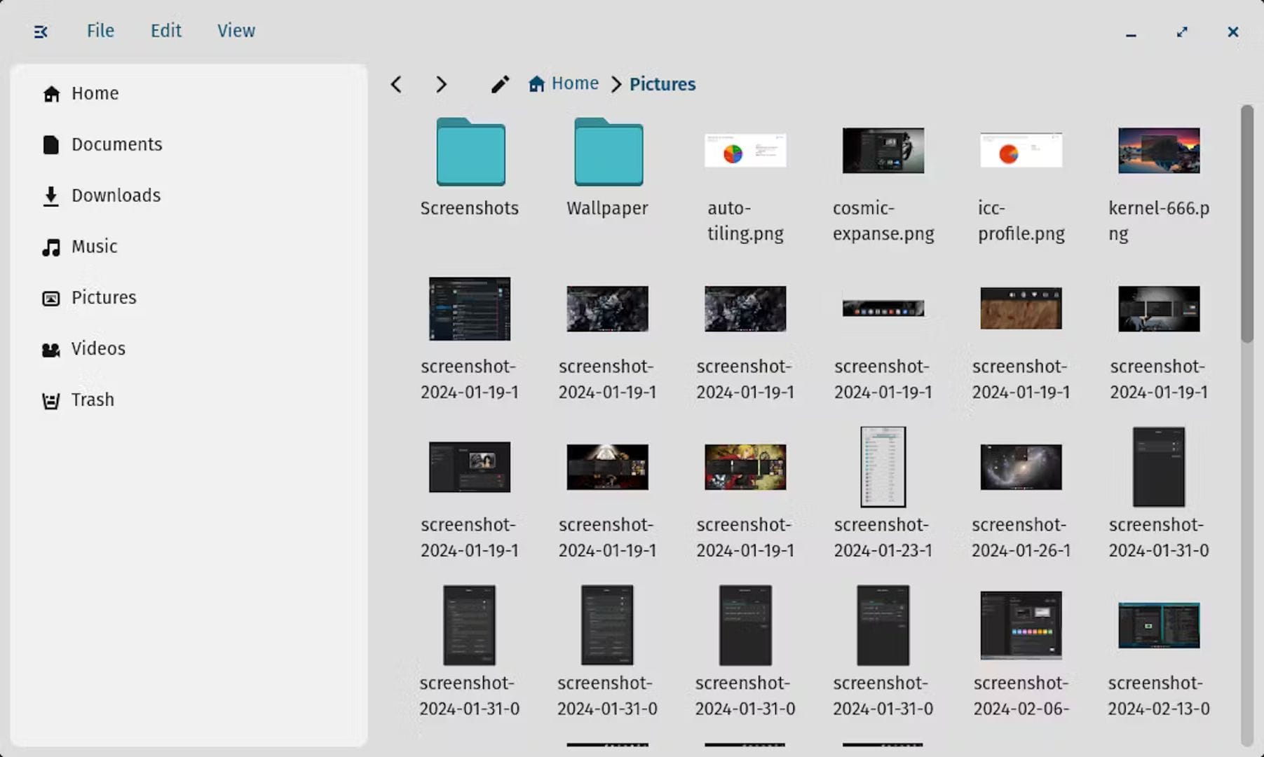a screenshot of cosmic files