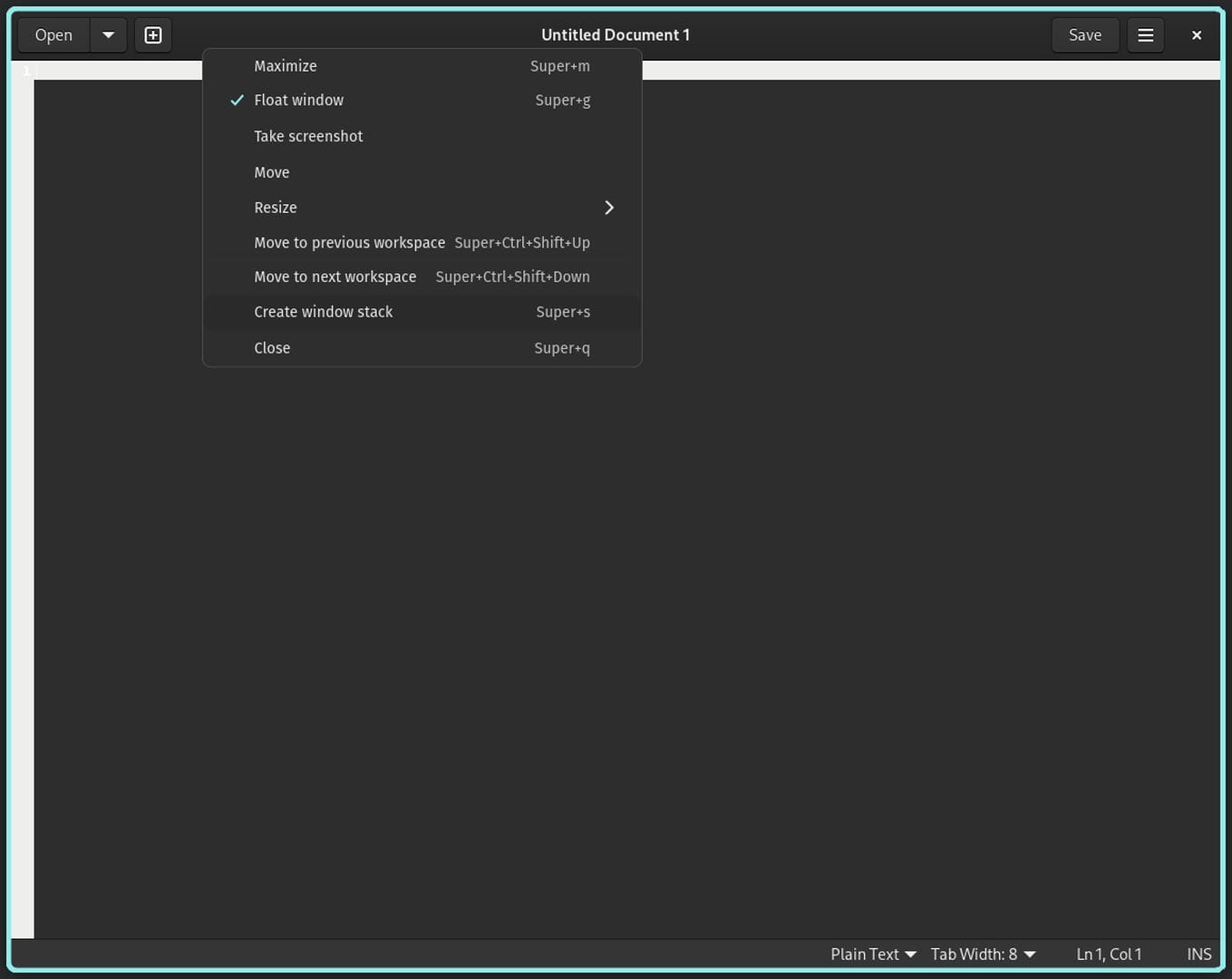 a screenshot of cosmic window management using the mouse
