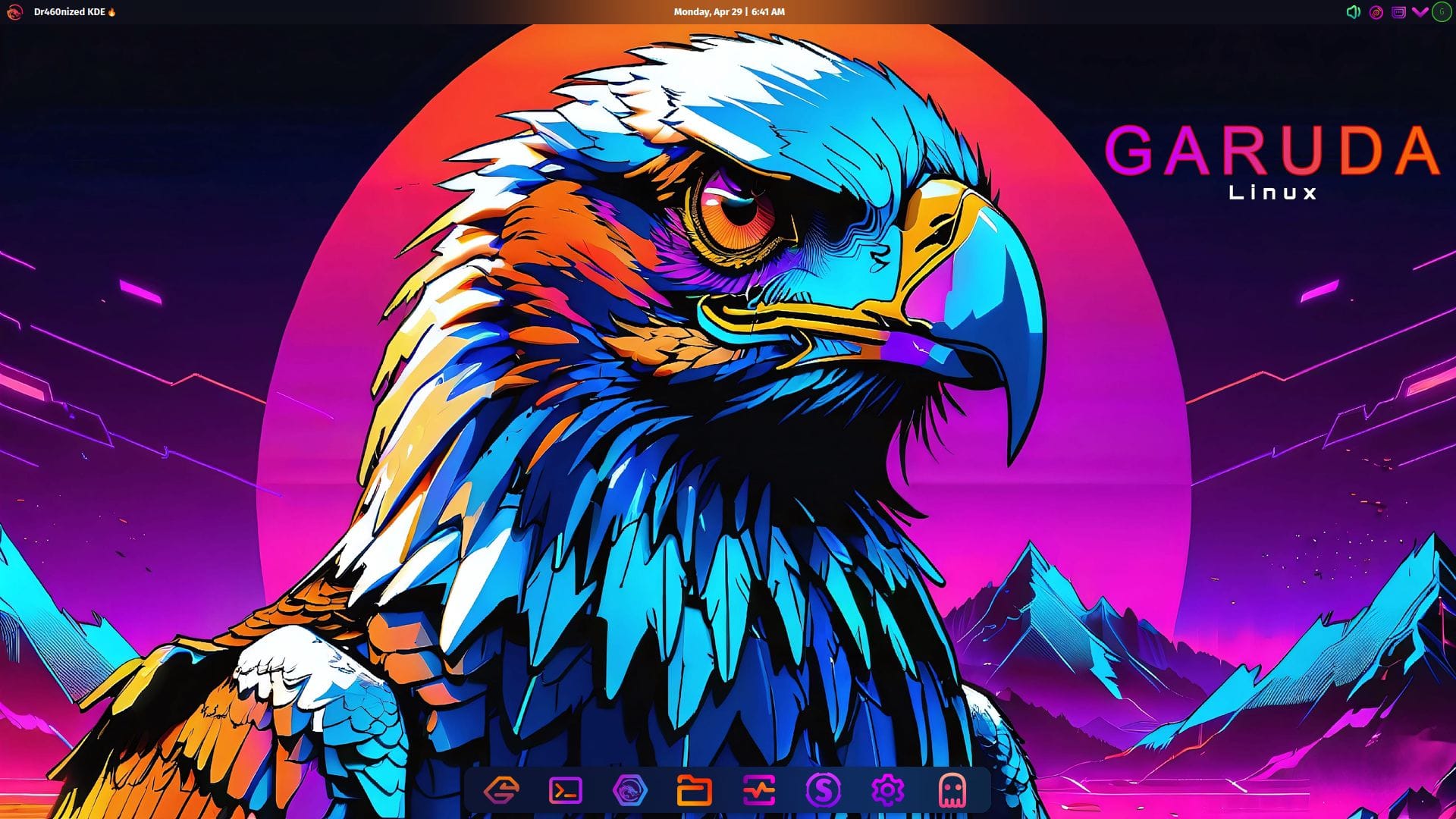 a screenshot of garuda linux birds of prey desktop screen