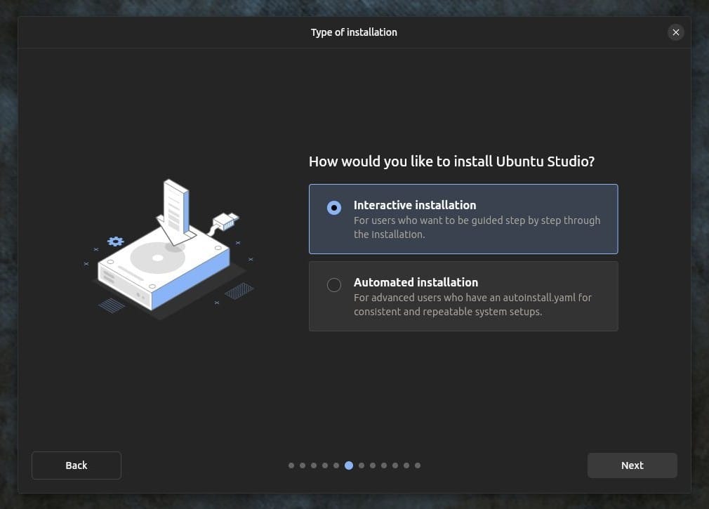 a screenshot of ubuntu studio 24.04 lts flutter based installer