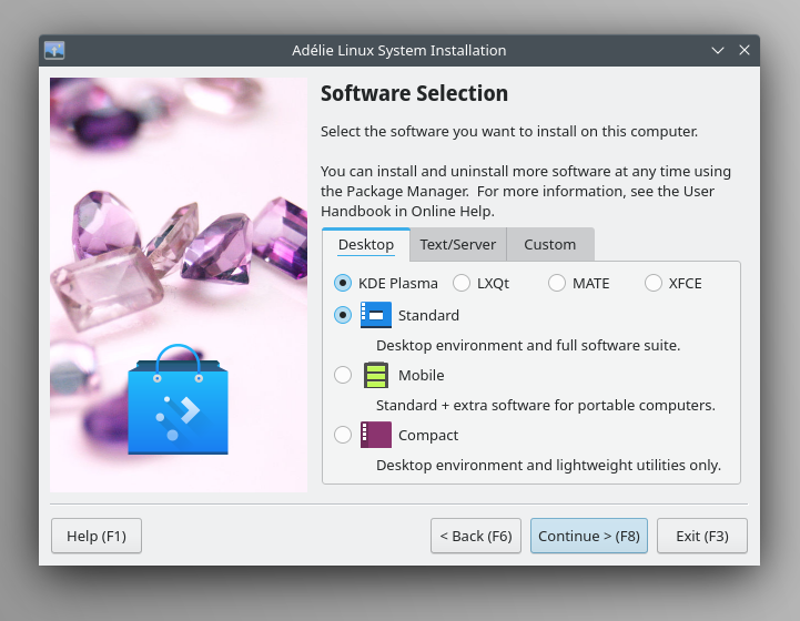 a screenshot of adélie linux installer
