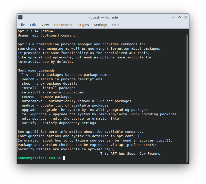 a screenshot of apt 2.7.14 running in a terminal