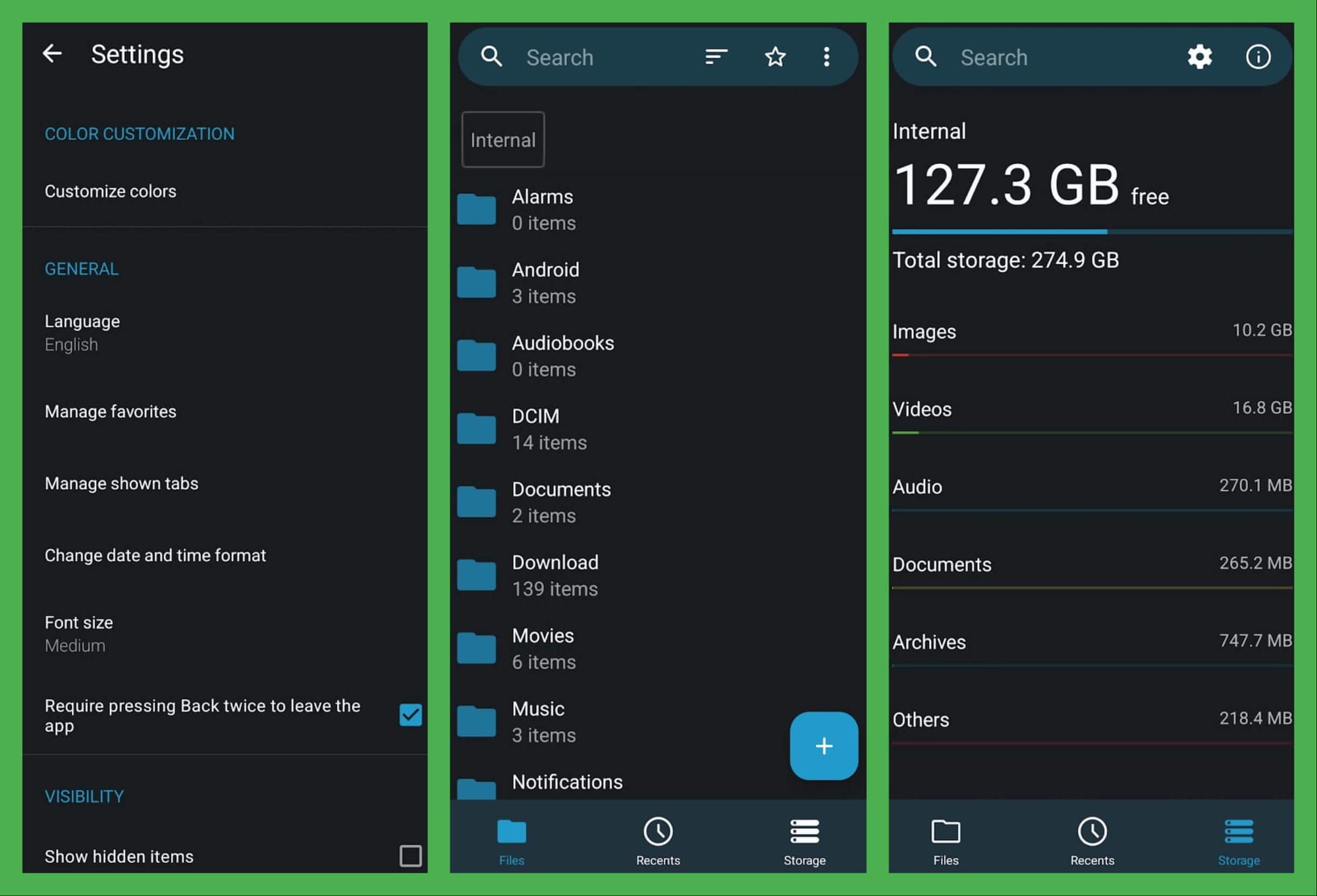 fossify file manager android app screenshots