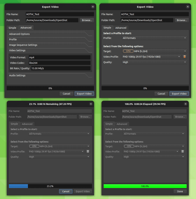 an illustration showing the openshot video export process