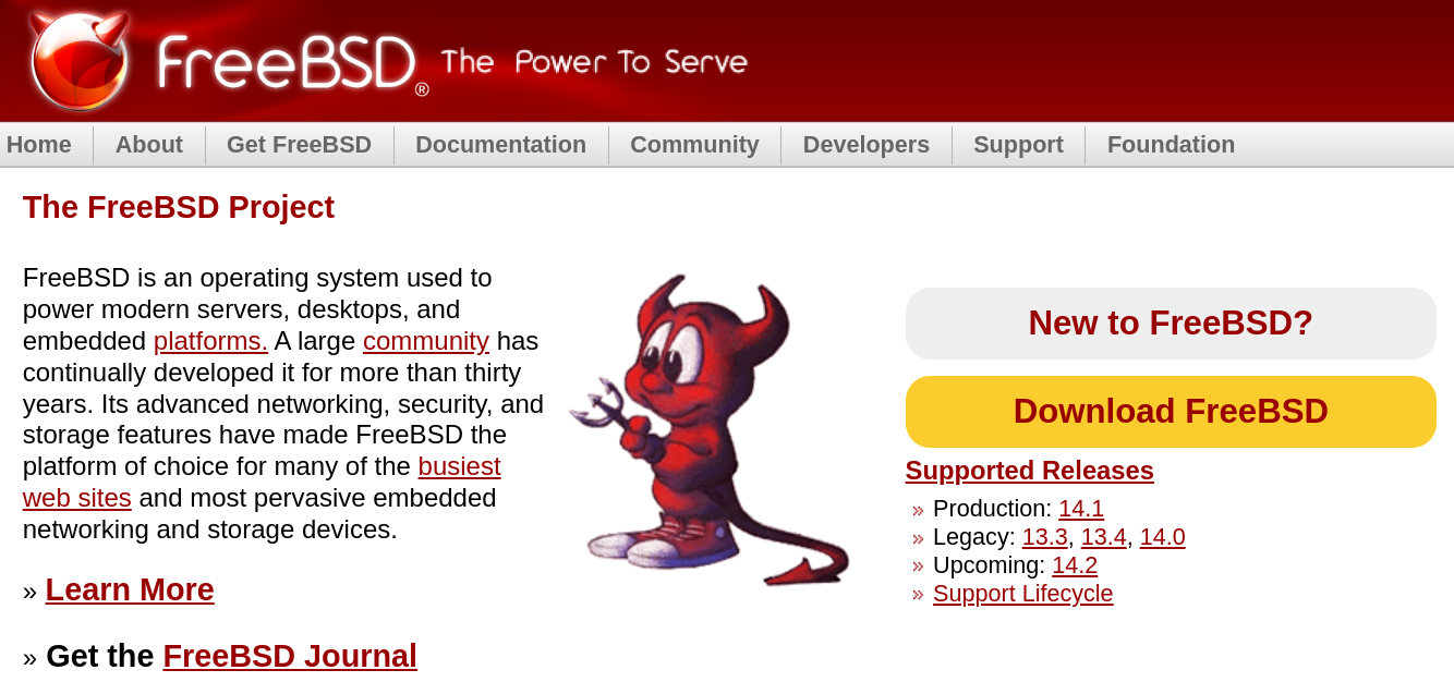 a screenshot of the freebsd website