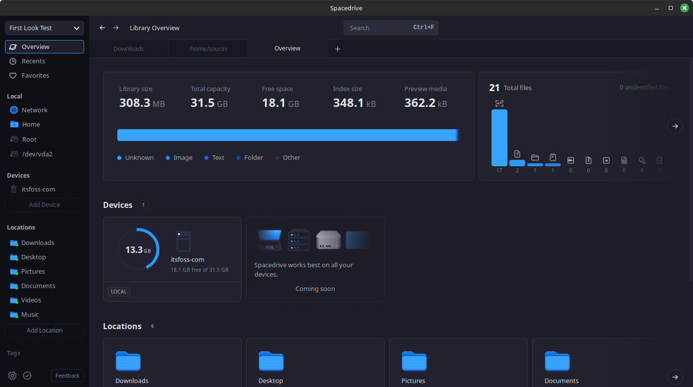 a screenshot of spacedrive overview page