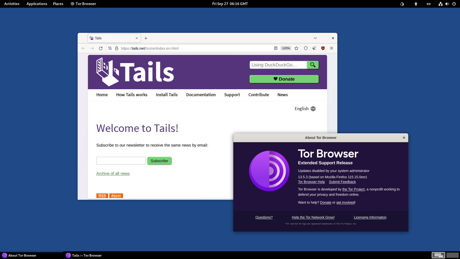 a screenshot of tor browser running on a recent version of tails