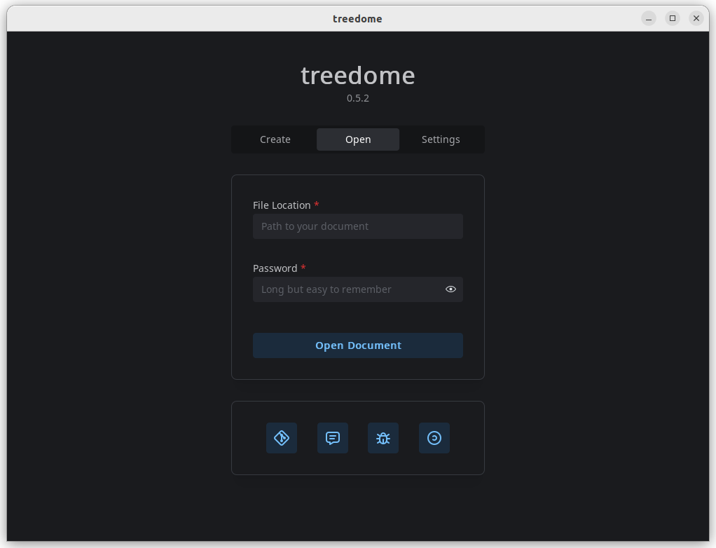 a screenshot of treedome open document screen