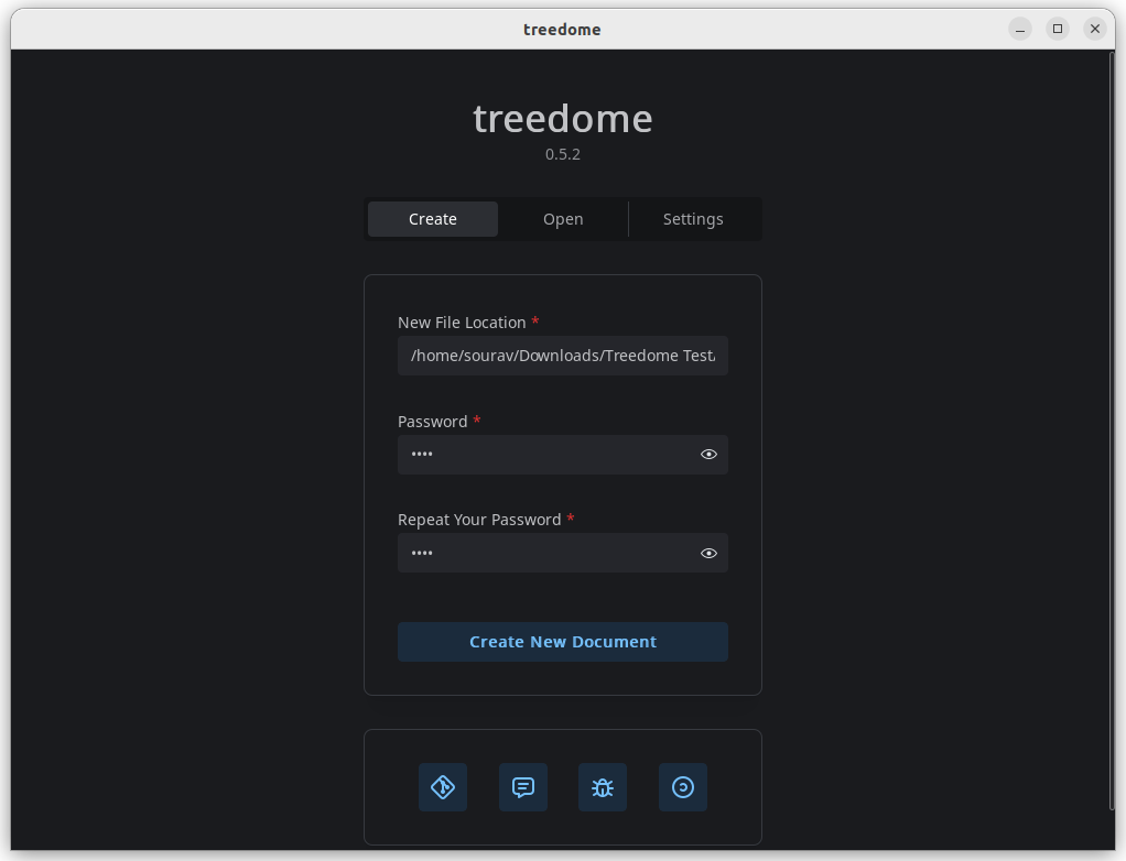 a screenshot of treedome create document screen