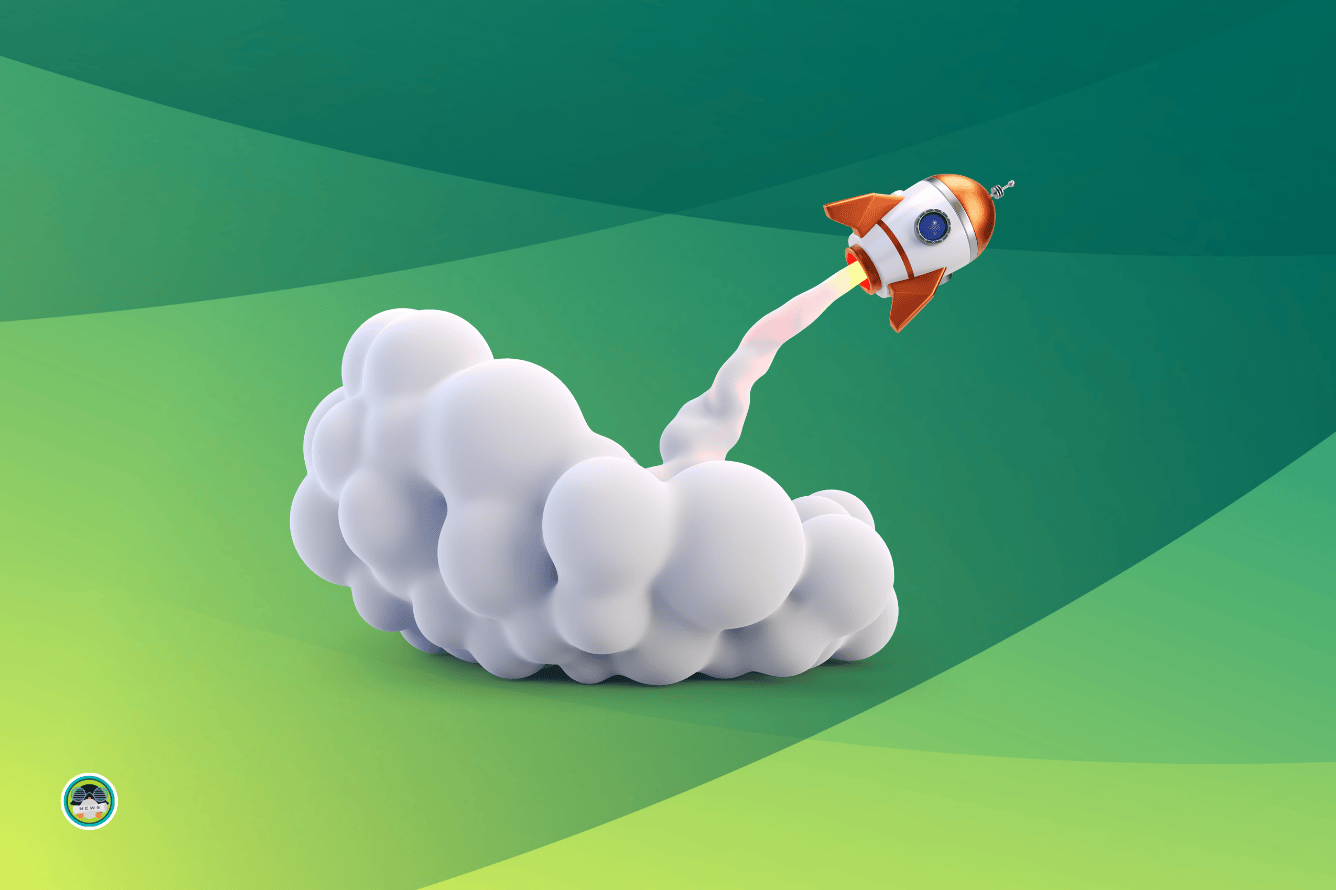 archcraft future plans illustration with an image showing a 3d rocking taking off forming white clouds