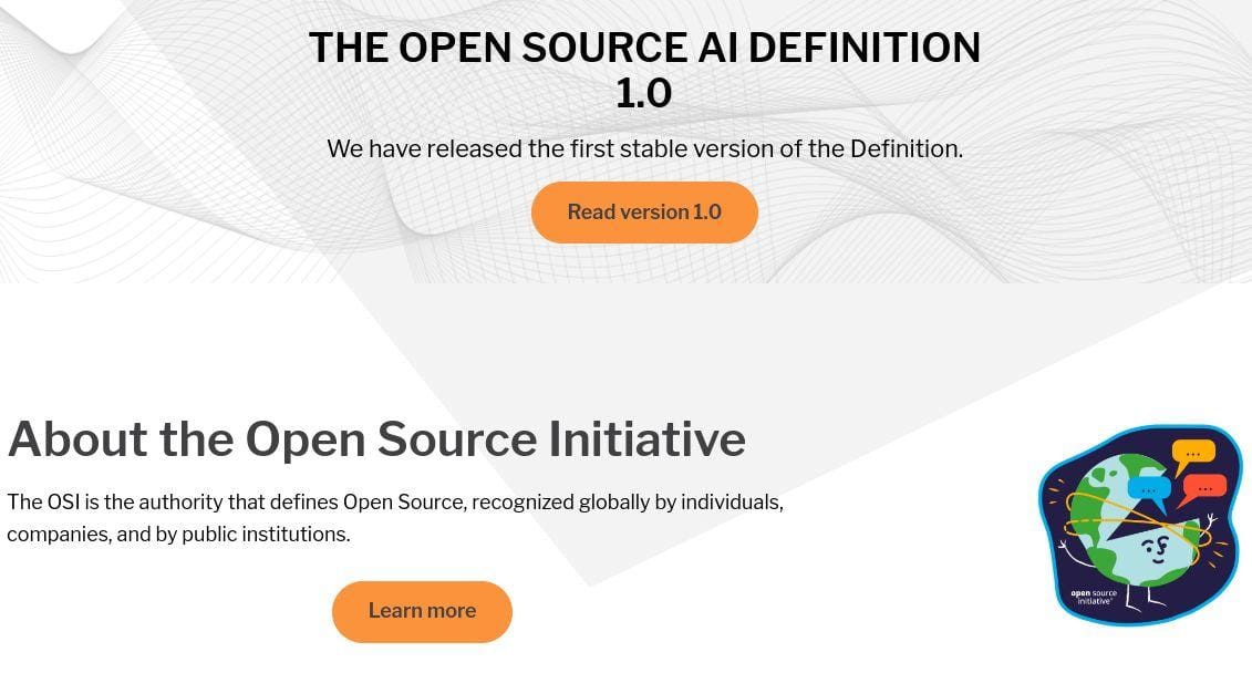 a screenshot of the open source ai definition webpage