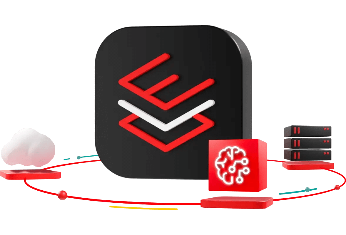 an official artwork in combination of black and red by red hat to represent its rhel AI