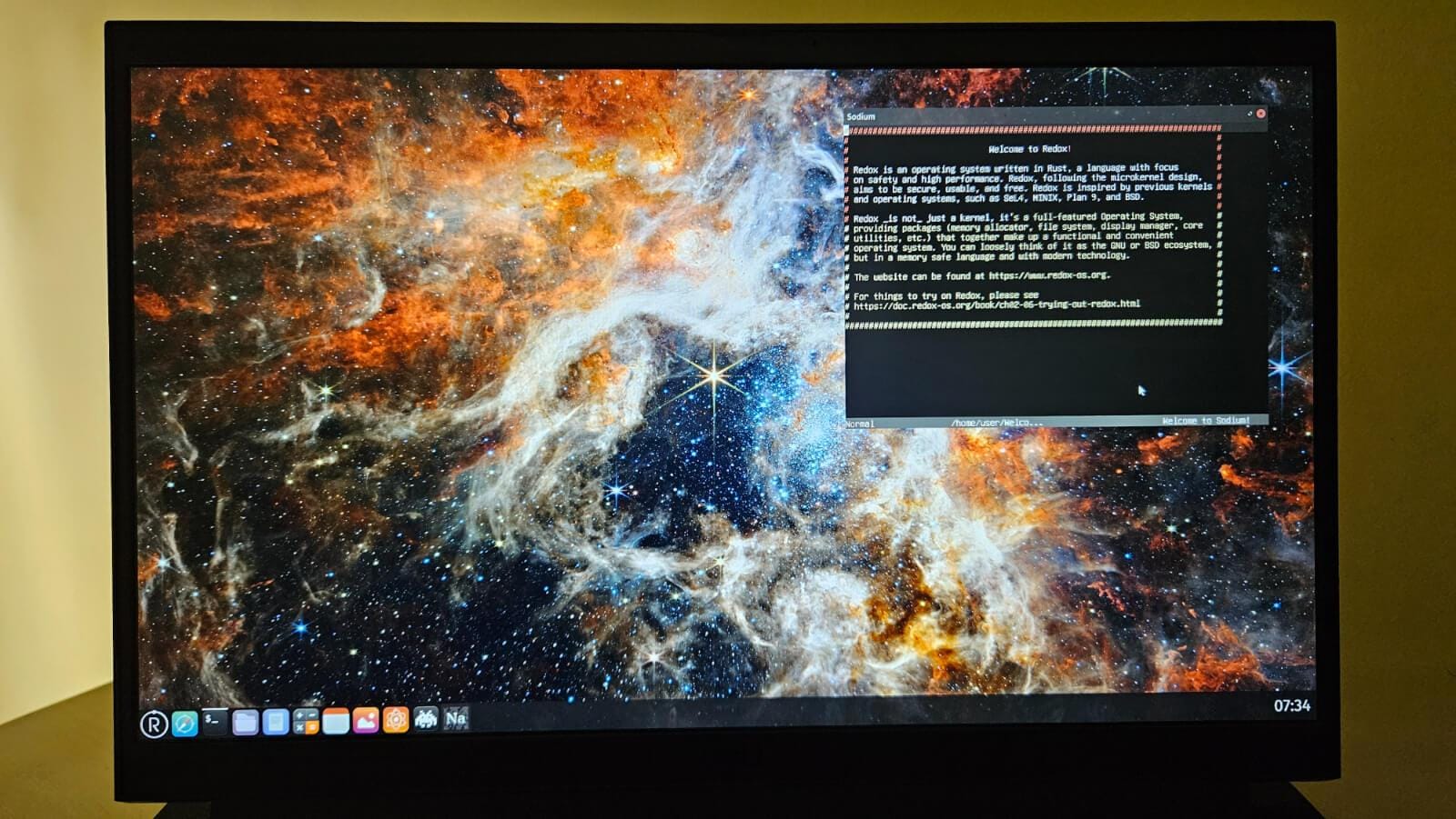 a screenshot of redox os running on a laptop