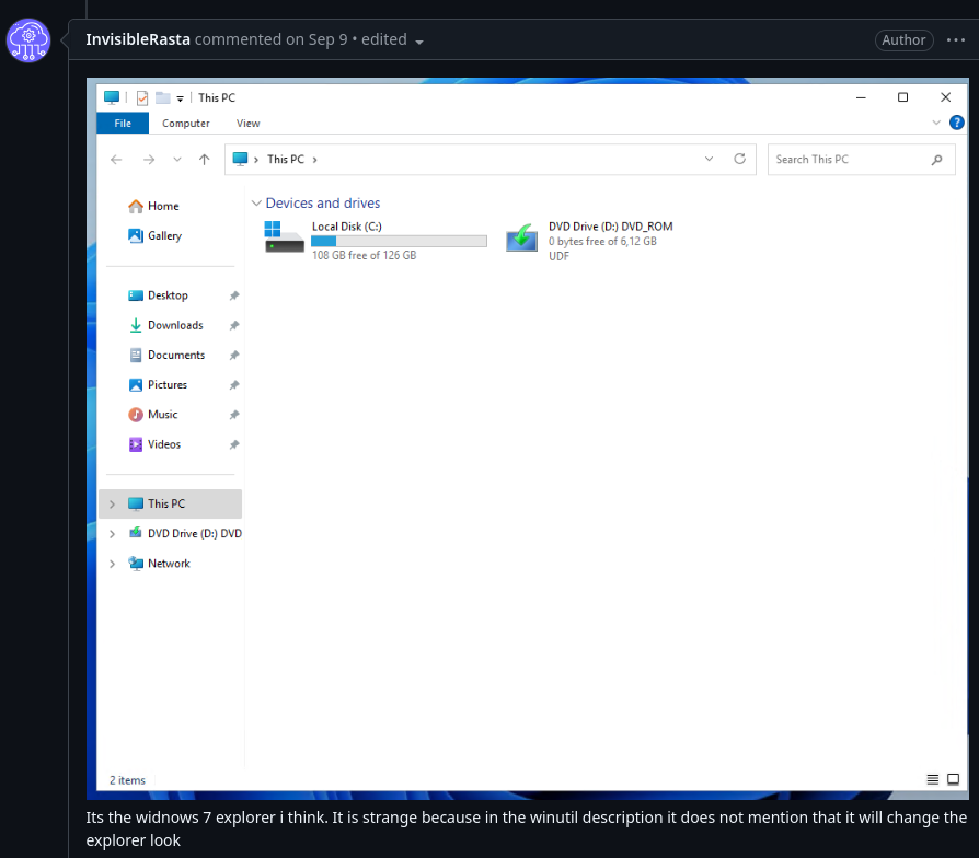 a screenshot that shows an older-looking file explorer running on windows 11