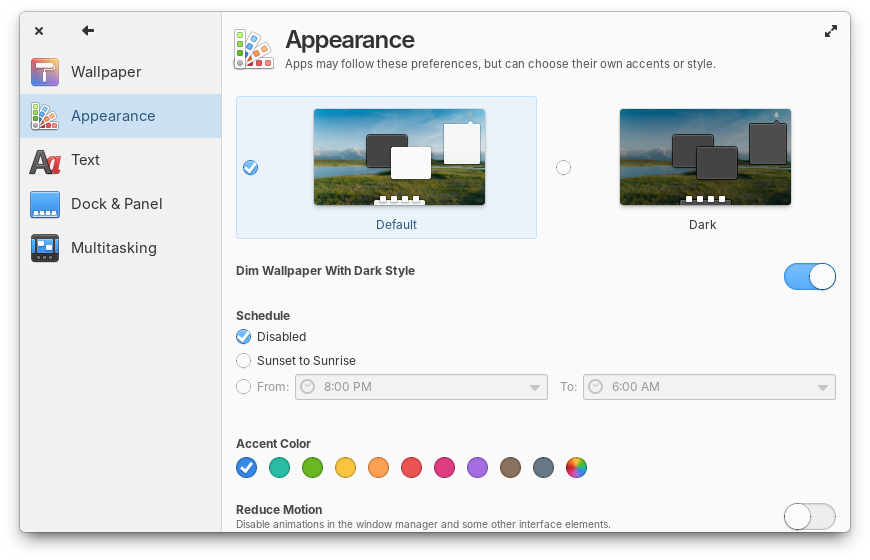 elementary os 8 appearance settings screenshot