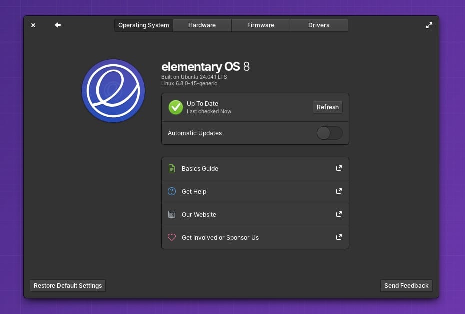 elementary os 8 system update screenshot