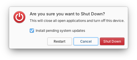 shutdown dialogue elementary os 8 screenshot