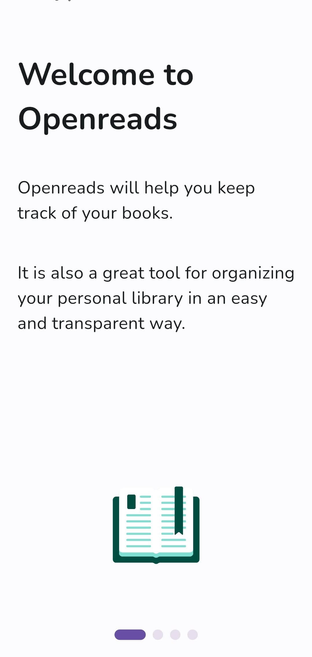 a screenshot of openreads welcome page