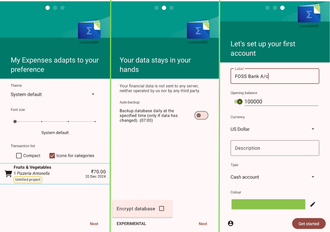 a screenshot of my expenses app onboarding flow