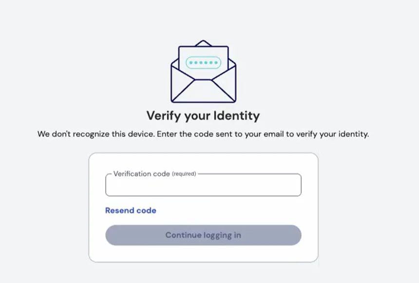 a screenshot of bitwarden's new verify your identity page that is asking for a verification code sent to the entered email address